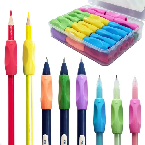 Vista 9 de Agarre ergonómico para lápices, extensor y tapa 3 en 1, paquete de 6 compañeros de silicona para lápices de escritura a mano para niños y adultos