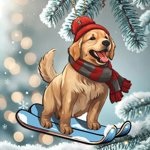 Vista 8 de Adornos de Navidad de madera de Golden Retriever impresos en 2 lados 2024, recuerdo para mujeres, hombres y amigos, adornos de árbol de Navidad