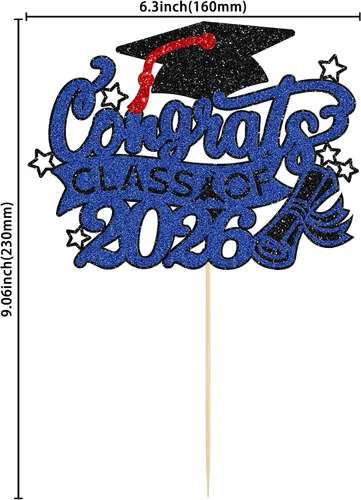 Vista 2 de Gyufise 1 paquete de decoración de pastel de graduación 2025 con purpurina de felicitaciones clase de 2025, decoración de pastel de diploma 2025