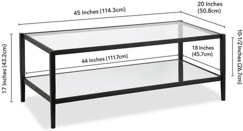 Vista 3 de Mesa de centro rectangular moderna en negro y bronce con estante de espejo