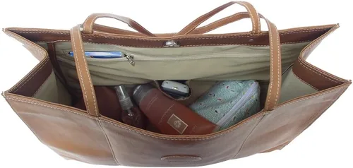 Vista 3 de Piel Leather Bolsa de mercado de transporte, Saddle, Bolsa de mercado para llevar