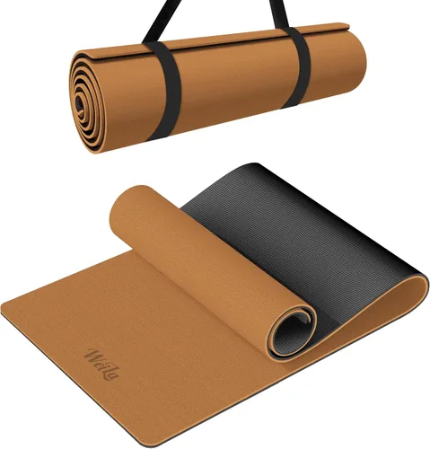 Vista 11 de Tapete de yoga antideslizante de TPE para mujeres y hombres, tapete de entrenamiento de doble cara de 72 x 24 pulgadas para gimnasio en casa