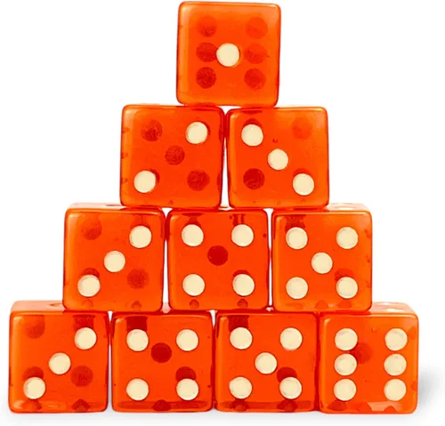 Vista 9 de Luck Lab Paquete de 10 dados de 19 mm - Dados D6 acrílicos y translúcidos, cuadrados con bordes redondeados para casino, craps, juegos de mesa RPG