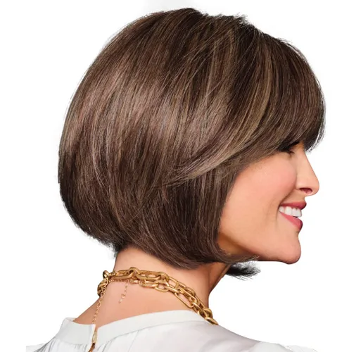 Vista 3 de Raquel Welch Made You Look Chin-Length Chic Bob, 100% atado a mano por ropa de pelo, gorra pequeña promedio, RL10/12 castaño iluminado por el sol