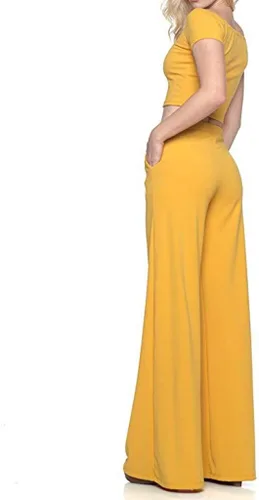 Vista 3 de Pantalones acampanados de yoga para mujer, pantalones elásticos de teñido anudado, cintura alta, talla grande, pantalones palazzo largos y anchos
