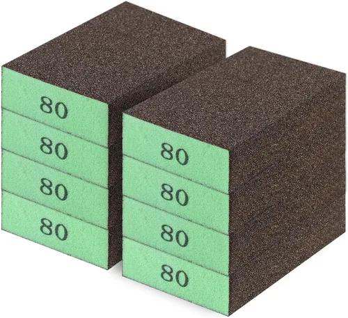 Vista 14 de Romeda Paquete de 8 bloques de papel de lija, esponja de lijado hecha a mano lavable y reutilizable de 100 granos, bloques de papel de lija para 100