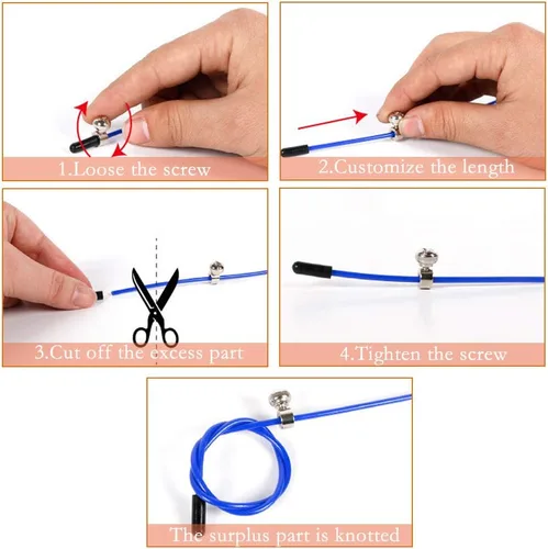 Vista 3 de Cuerda de saltar de velocidad ajustable con mango de aleación de aluminio y rodamiento de bolas, cuerda de ejercicio sin enredos para ejercicio