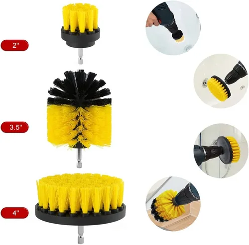 Vista 4 de ELEOPTION - Kit de accesorios para taladro de limpieza de alta resistencia, cepillo de nailon inalámbrico, ideal para limpiar baldosas de piscina