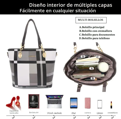 Vista 7 de 2E-youth - Bolsos y carteras de diseño para mujer, bolso de hombro, bolso de mano con asa superior