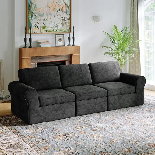 Vista 35 de Novilla Sofá modular de 108 pulgadas, sofás modulares modulares para sala de estar y dormitorio, funda extraíble de chenilla, sofá nube con soporte