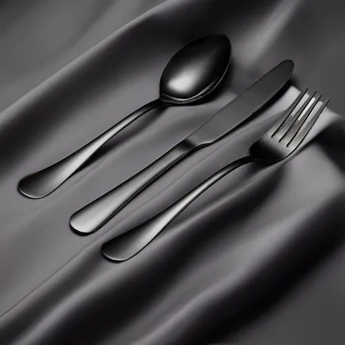 Vista 2 de Black Forks - Juego de cubiertos de 6 piezas, tenedores de acero inoxidable, juego de tenedores pulidos con espejo, juego de cubiertos esenciales