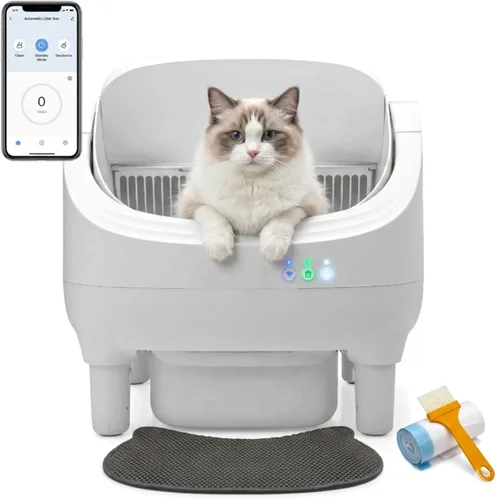 Vista 3 de Coziwow Caja de arena automática inteligente con parte superior abierta, caja de arena para gatos autolimpiante con control de aplicación