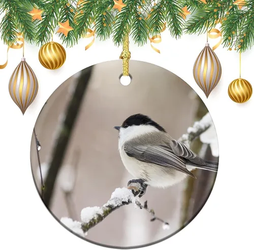 Vista 3 de Adornos para árbol de Navidad 2023 con diseño de sauce, pájaro, recuerdo de cerámica, decoración de árbol de Navidad, bola colgante de invierno
