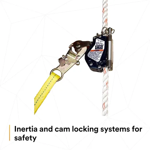 Vista 6 de 3M DBI-SALA Lad-Saf manos libres móvil de acero inoxidable y cuerda termoplástica Grab