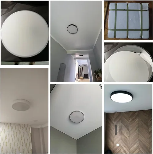 Vista 7 de Led Ceiling Lamp - Remote Control Light Fixture, Grey, 16" 24w Flush Mount, Suitable for Bedroom, Hallway, Balcony, Office, Bathroom - 3000k-6000k