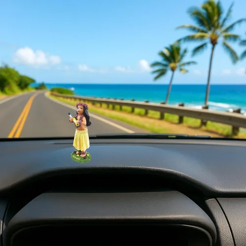 Vista 2 de muñeca de niña hula con ukelele 4 pulgadas.