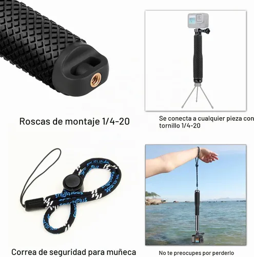 Vista 5 de GEPULY Agarre de mano bajo el agua para GoPro/DJI/Insta360/AKASO Negro