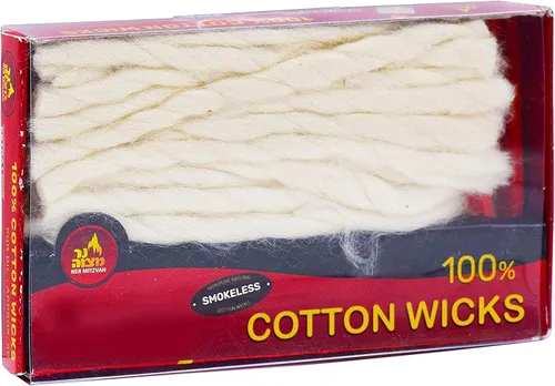 Vista 4 de Ner Mitzvah Mechas de algodón sin humo, paquete de 2 x 50 (aproximadamente), 100% natural, para iluminación de velas de vasos de aceite, multiuso