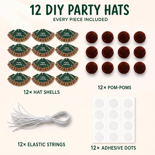 Vista 2 de Vesil Mini sombreros de fiesta para niños, 12 sombreros de cumpleaños de estilo de animales de peluche, decoración de mesa de bosque, tapas de Diy