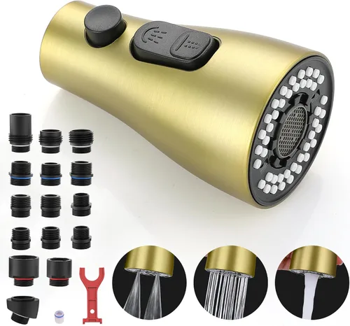 Vista 10 de Kitchen Faucet Spray Head Replacement, Pull Down Sprayer with 15 Adapters Bronce frotado con aceite