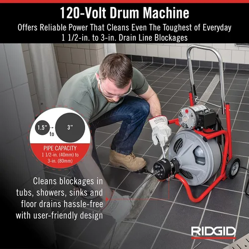 Vista 4 de RIDGID Paquete de máquina de limpieza de drenaje K-400 con cortador T-232 y accesorios