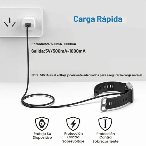Vista 4 de Cable de carga compatible con cargador Fitbit Ionic, adaptador de cable de cargador USB de repuesto de 3.3 pies para reloj inteligente iónico