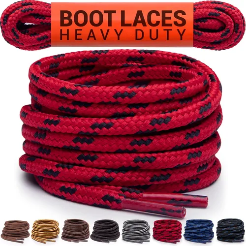 Vista 14 de Agujetas redondas para botas Miscly [1 par], cordones resistentes y duraderos para botas, botas de trabajo y botas de senderismo Negro