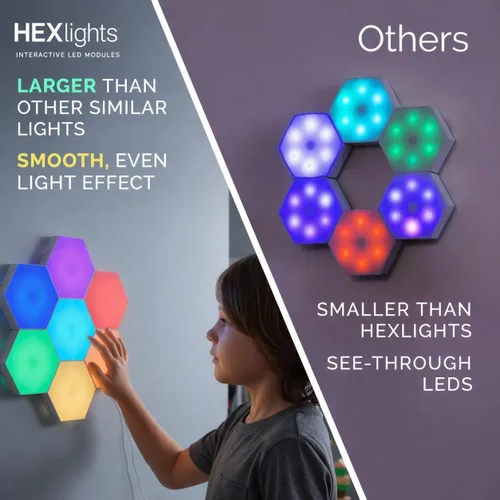 Vista 2 de Emberela HEXlights - Luces sensoriales para niños, 7 unidades, luces LED