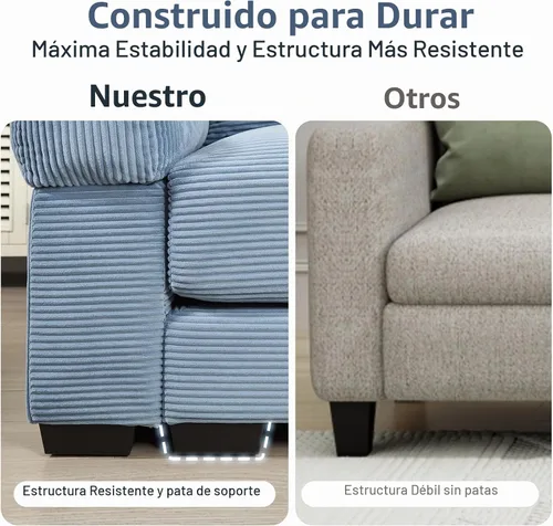 Vista 7 de ODUSE-DAILY Sofá modular de gran tamaño de 79.2 pulgadas, sofás seccionales grandes de pana para sala de estar, sofás de dos plazas, moderno juego