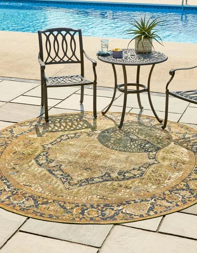 Vista 17 de Unique Loom Outdoor Traditional Collection - Alfombra de área - Nosara (4 pies 1 pulgada x 6 pies 1 pulgada, rectangular, azul/azul claro)