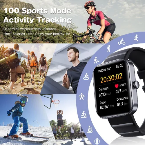 Vista 5 de Relojes inteligentes para mujeres y hombres, reloj inteligente de fitness, monitor de sueño, frecuencia cardíaca, oxígeno en sangre, presión
