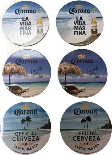 Vista 2 de Juego de 6 posavasos Corona con soporte de metal de pie, escena marina