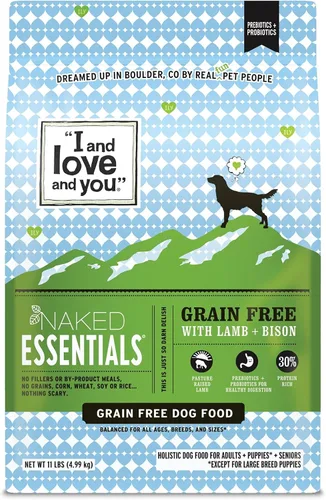 Vista 18 de I and love and you Naked Essentials Alimento Seco para Perros - Pollo + Pato - Alto en Proteínas, Carne Real, Sin Rellenos, Prebióticos +