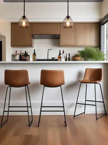 Vista 13 de YaFiti - Juego de 2 sillas de comedor de 18 pulgadas, sillas modernas tapizadas para comedor con cojines de piel sintética y patas de metal, silla