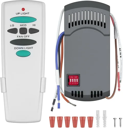 Vista 9 de Kit de control remoto universal para ventilador de techo, repuesto para Harbor Breeze, Hunter, Hampton Bay, Litex, 3 velocidades, control de luz