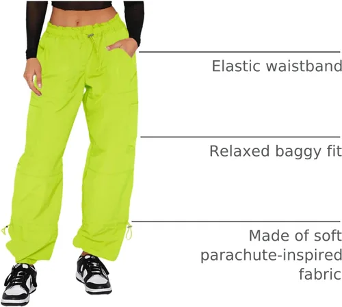 Vista 3 de DISCIPBUSH - Pantalones cargo holgados para mujer, pantalones parachute para mujer, pantalones rave, pantalones Y2K, atuendos de festival para mujer