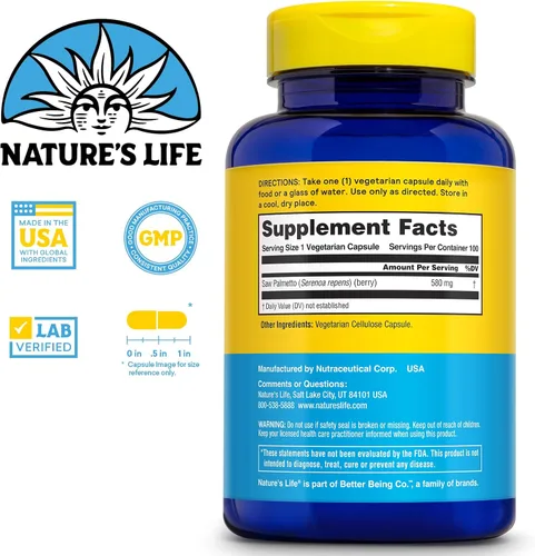 Vista 2 de Nature's Life Saw Palmetto 500 mg 100 ct