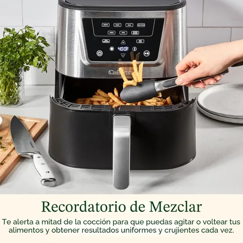 Vista 6 de Freidora de aire Cuisinart, canasta grande de 6 cuartos de galón con 4 funciones de cocción para freír al aire, hornear, asar y mantener caliente, 3