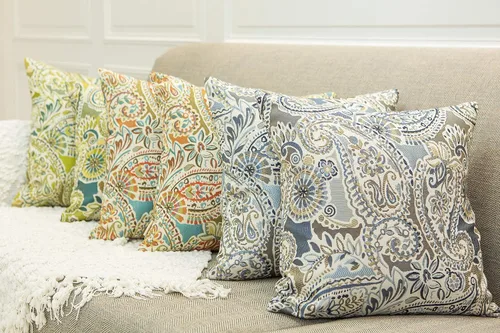 Vista 6 de Mika Home Paquete de 2 Fundas de Almohadas Decorativas Fundas de Cojines, Patrón Paisley, 18X18 Pulgadas, Azul Marrón Crema Multicolor