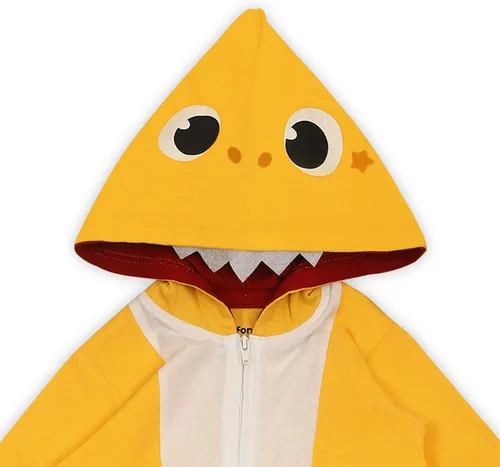 Vista 3 de Nickelodeon Baby Shark - Mameluco de manga larga con capucha y cremallera para niños pequeños