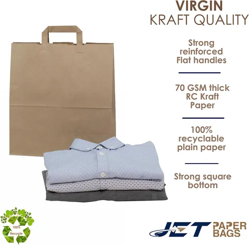 Vista 5 de JET PAPER BAGS - Bolsas de papel marrón grandes de 13 x 6 x 15 pulgadas con asas Prime (marrón, 13 x 6 x 15 pulgadas (paquete de 25))
