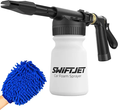 Vista 9 de SwiftJet Pistola de Espuma para Lavado de Autos + Guante de Lavado de Microfibra - Cañón de Espuma Funciona con Cualquier Jabón - Rociador de Espuma