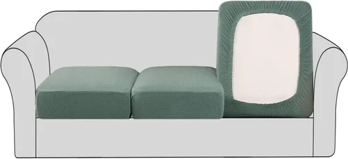 Vista 39 de Fundas para sofá seccional, 1 funda para diván en forma de L, funda separada para sofá seccional izquierdo y derecho (1 diván, gris claro)