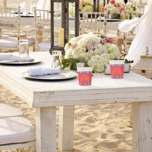 Vista 7 de ABOOFAN Taza de papel de boda china 50pcs espesar taza de papel desechable tenedor de bebida vajilla para boda