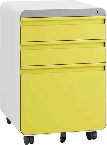 Vista 10 de Dripex Archivador de 3 cajones debajo del escritorio, carta/legal/A4, totalmente montado para oficina en casa, pequeños archivadores móviles cortos