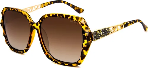 Vista 12 de Gafas de sol de gran tamaño para mujer, polarizadas, protección UV, clásicas, a la moda, para damas, marco negro, lente gris Montura café lente café