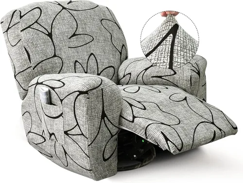 Vista 16 de Iauddy - Funda elástica para sillón reclinable de 4 piezas, protector de muebles suave y ajustado para sillón reclinable con bolsillo, funda