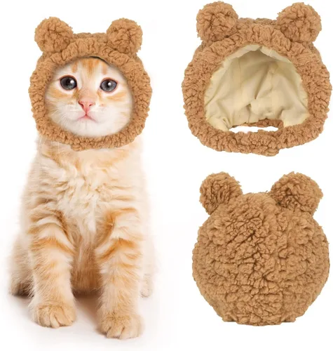 Vista 12 de JOICEE - Lindo disfraz de gato - Cálido sombrero de oso para mascotas pequeñas (color aguacate)