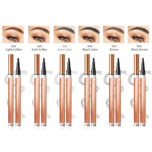 Vista 5 de Yulinlon Lápiz de cejas de 4 puntas, 6 colores, resistente al agua, de larga duración, herramienta de maquillaje profesional (1# marrón claro)