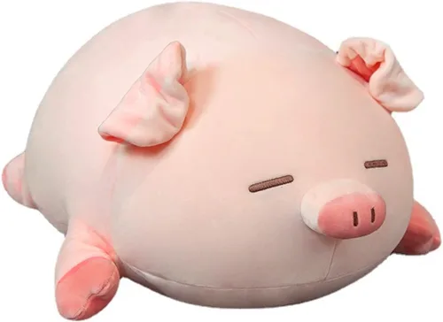 Vista 7 de MDXMY Almohada de peluche de cerdo de cerdo, almohada suave y gruesa para abrazar, juguetes lindos para niños y niñas (ojos redondos, 15.7 pulgadas)